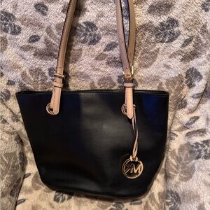 Michael Kors Black and Tan Tote Bag